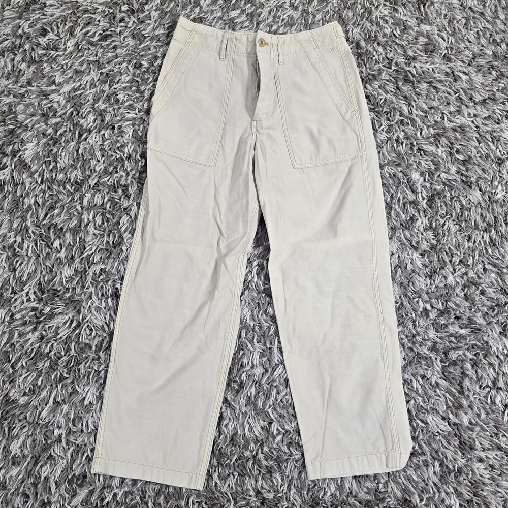Outerknown Organic Cotton Utility Pants Beige Wide Leg Size 4 Womens 3644